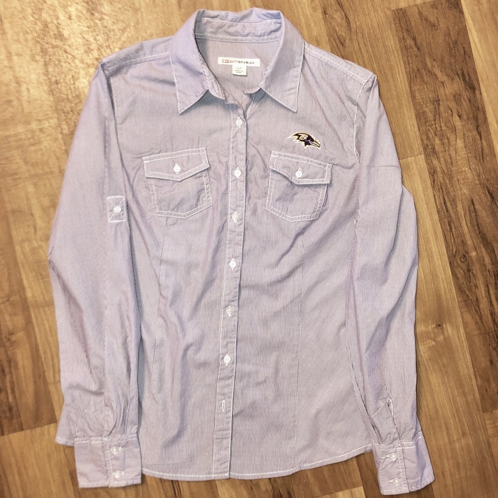Baltimore Ravens Cutter and Buck Button Down Small Like New!